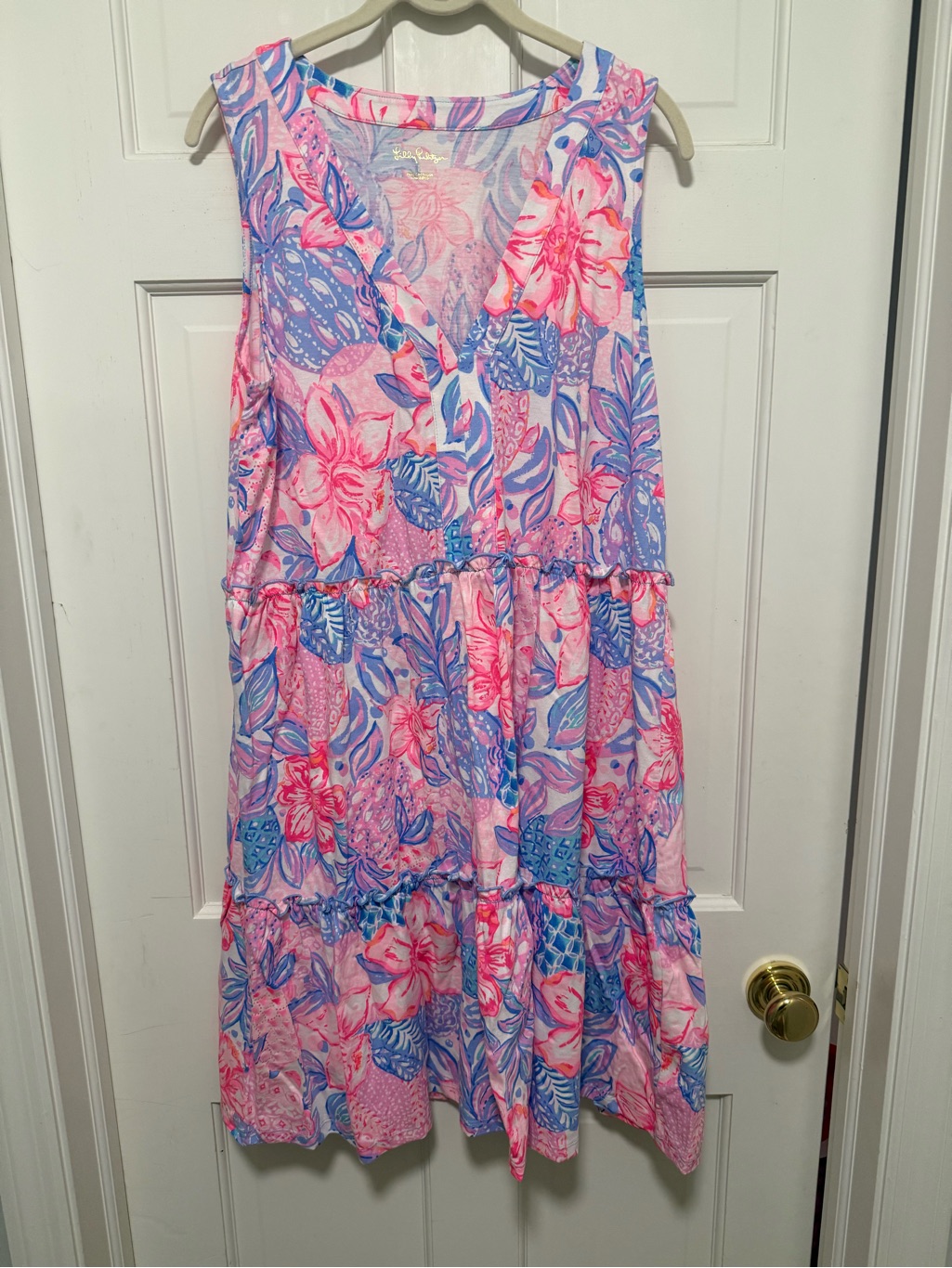 Lilly Pulitzer Pink & Blue Floral V-Neck Dress